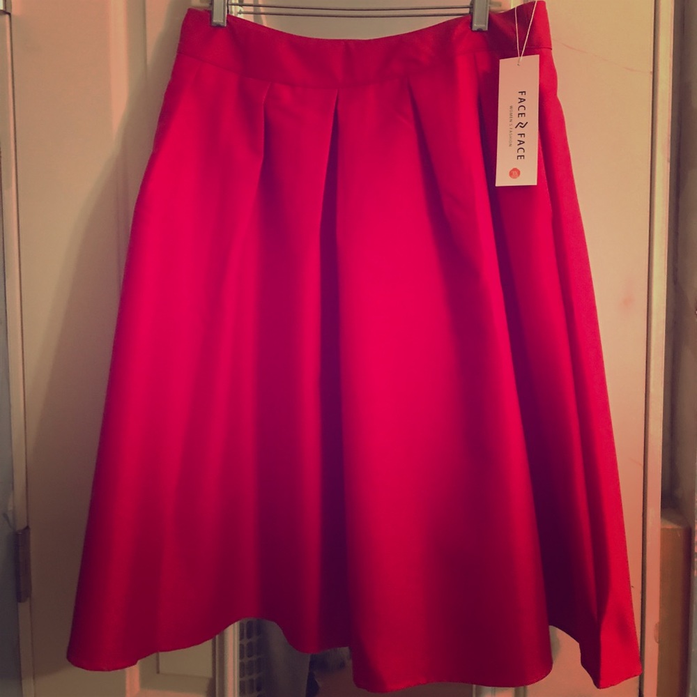 Red midi skirt